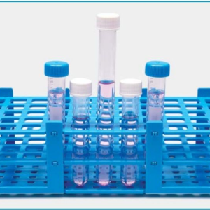 İSOLAB 079.01.002B tüp standı - demonte - P.P - 55 delik - 16 mm tüpler için - mavi (1 adet)